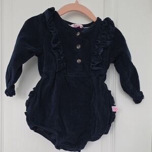 Ruffle Butts Navy Long Sleeve Romper
